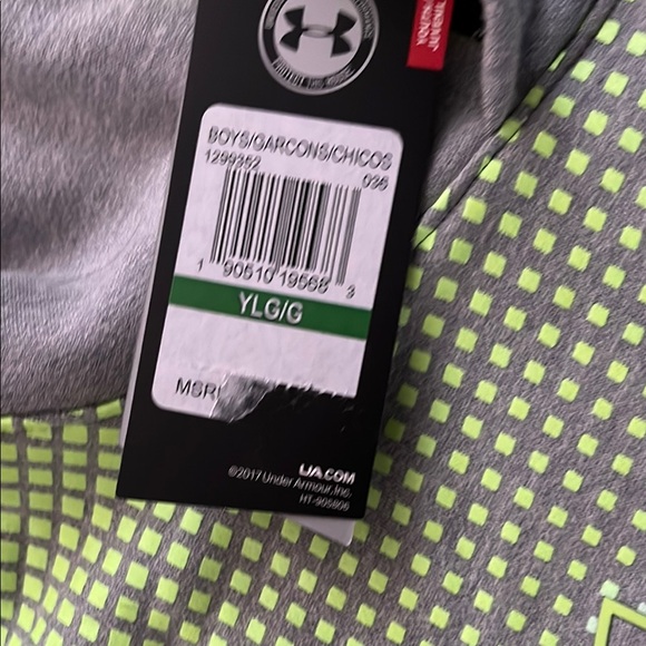 NWT new Under Armour Gray and Neon Hoodie. Original tags brand new. YGL/L - Picture 3 of 7
